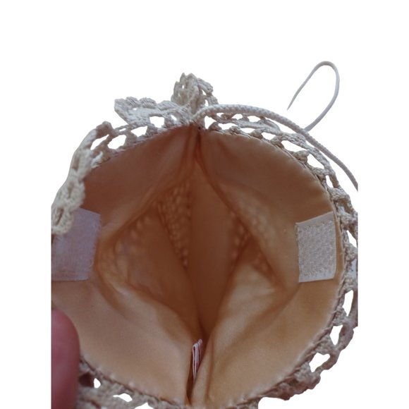 Mister Ernest Crochet 7.5" Evening Bag Shoulder String 17.5" Lined Vtg Hong Kong - Picture 5 of 9